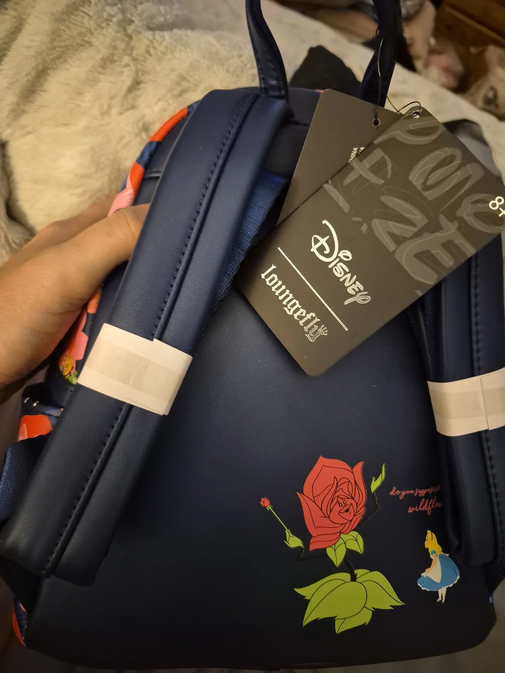 Loungefly Navy Alice in Wonderland Floral all over Print Mini Backpack